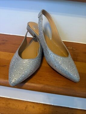 Madden NYC Sparkling Silver Rhinestone Slingback Flats